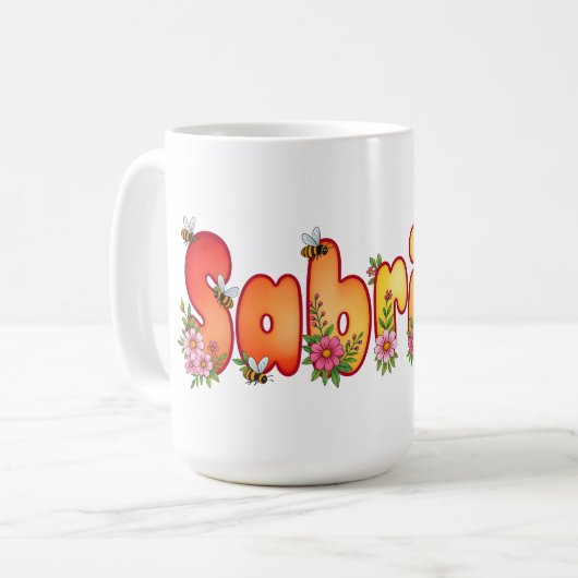 Sabrina - Floral and Bee Design Mug Kaffeetasse (Vorderseite Links)