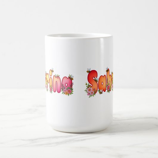 Sabrina - Floral and Bee Design Mug Kaffeetasse (Mittel)