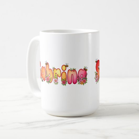 Sabrina - Floral and Bee Design Mug Kaffeetasse (Vorderseite Links)