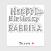 Sabrina Happy Birthday silver Aufkleber Sticker (Blatt)
