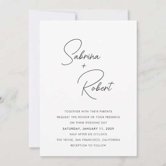 Sabrina Modern Wedding Einladung (Vorderseite)