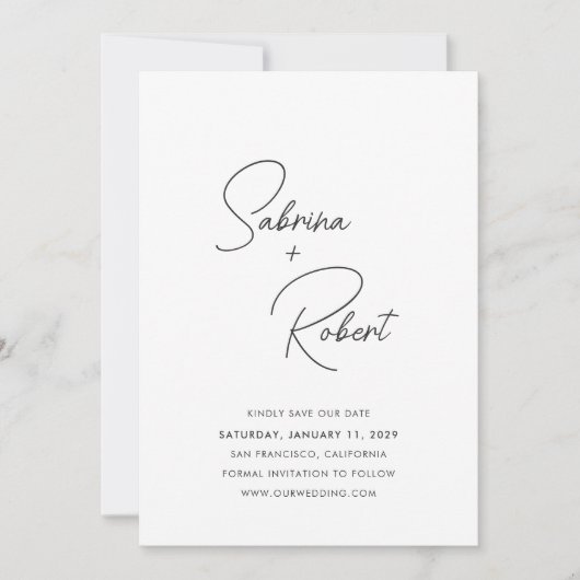 Sabrina Modern Wedding Save The Date (Vorderseite)