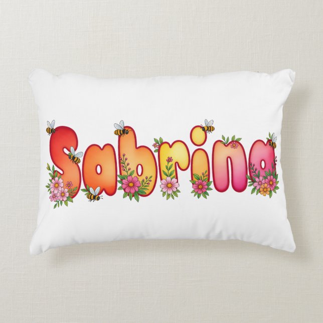 Sabrina - Personalized Bee Pillow Dekokissen (Vorderseite)