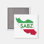 "SABZ" Iran Flag Map Magnet (Vorderseite/Rückseite)
