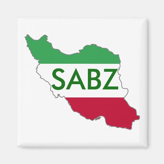 "SABZ" Iran Flagge Karte Magnet (Vorne)