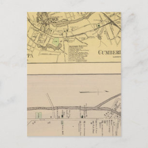 Saccarappa, Cumberland Mills, Washburn Village map Postkarte