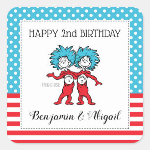 Sache 1 Sache 2   Twins Birthday Quadratischer Aufkleber