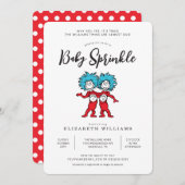 Sache eins zwei | Red Twins Baby Sprinkle Einladung (Vorne/Hinten)