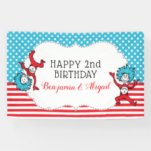 Sache eins zwei Twins Birthday Banner