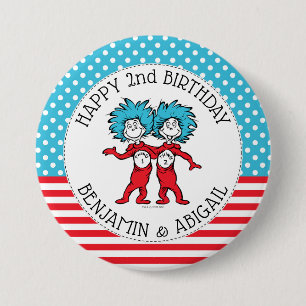 Sache eins zwei   Twins Birthday Button