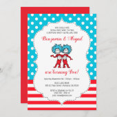 Sache eins zwei | Twins Birthday Einladung (Vorne/Hinten)