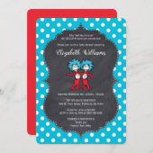 Sache eins zwei | Twins Chalkboard Babydusche Einladung (Vorne/Hinten)