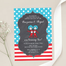 Sache eins zwei | Twins Chalkbord Geburtstag Einladung