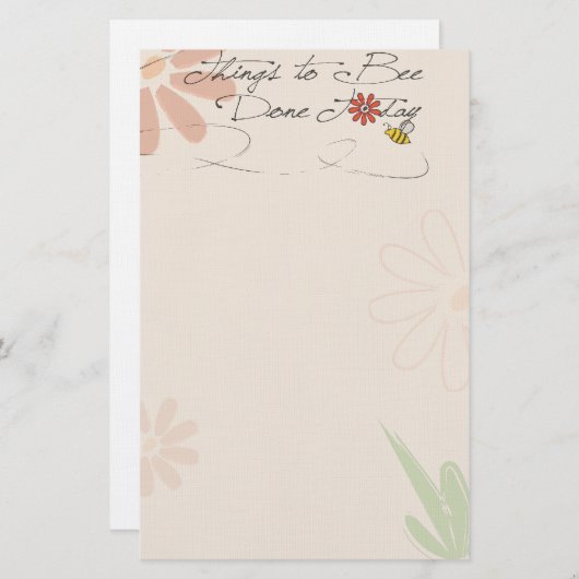 Sachen zu getanem Briefpapier "der Biene" (Vorne/Hinten)