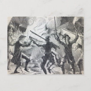 Sacheverell-Truppen zerstören einen Teil einer Kap Postkarte