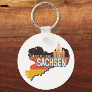 Sachsen Deutschland Retro Staat Karte Vintag Souve Schlüsselanhänger