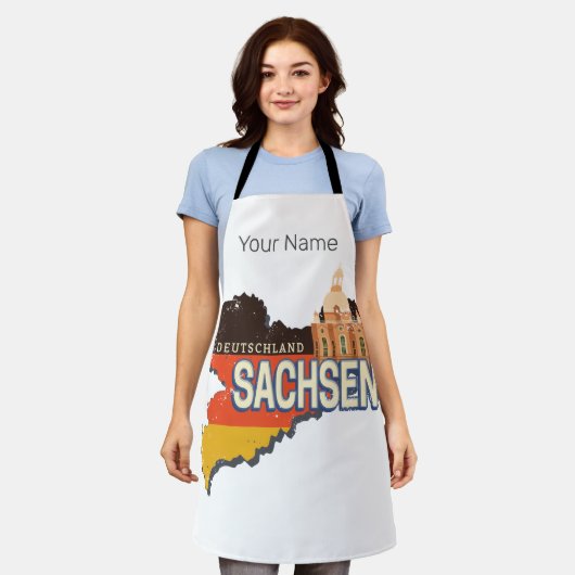 Sachsen Deutschland Retro Staat Karte Vintag Souve Schürze (Getragen)