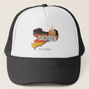 Sachsen Deutschland Retro Staat Karte Vintag Souve Truckerkappe