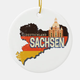 Sachsen Deutschland Retro-Staatskarte Vintage-Souv Keramik Ornament