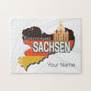 Sachsen Deutschland Retro-Staatskarte Vintage-Souv Puzzle
