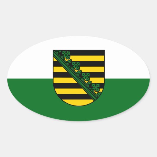 Sachsen Flagge Ovaler Aufkleber (Vorderseite)