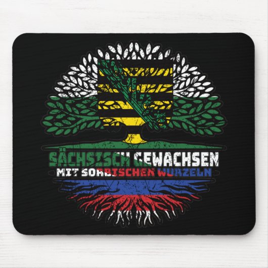 Sachsen Sächsisch Sorbisch Sorben Baum Wurzel Flag Mousepad (Vorne)