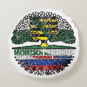 Sachsen Sächsisch Sorbisch Sorben Baum Wurzel Flag Rundes Kissen