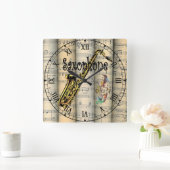 Sachsen ~ Vintage Noten ~ Unique ~ Quadratische Wanduhr (Zuhause)