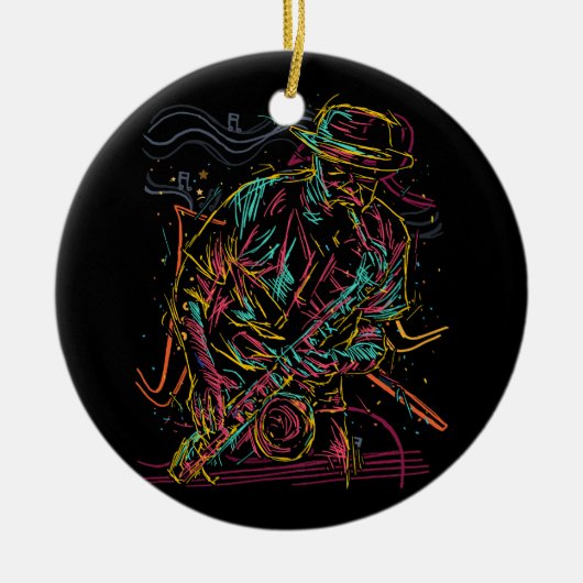 Sächsischer Jazzmusiker Idee Saxophone Music Pla Keramik Ornament (Vorne)