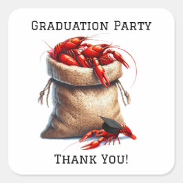 Sack Crawfish Graduation Party Danke Quadratischer Aufkleber