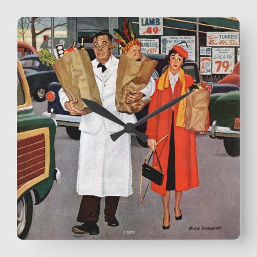 Sack gefüllt mit Ärger Quadratische Wanduhr (Vorderseite)