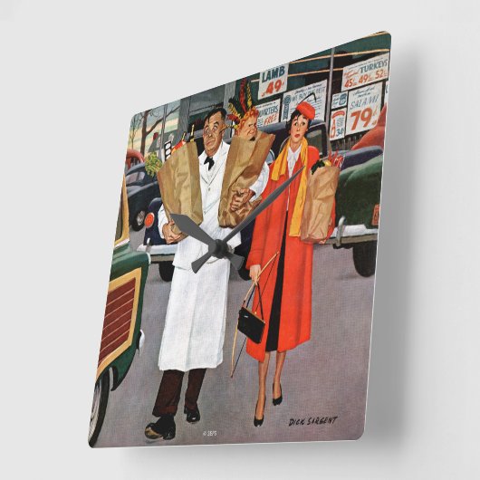 Sack gefüllt mit Ärger Quadratische Wanduhr (Winkel)