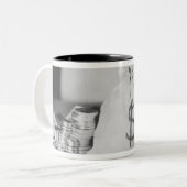Sack Geld Zweifarbige Tasse (Vorderseite Links)