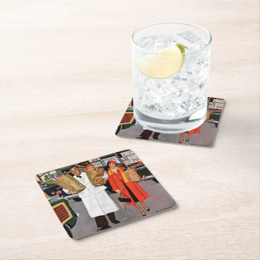 Sack voll Problem Rechteckiger Pappuntersetzer (Vor Ort)