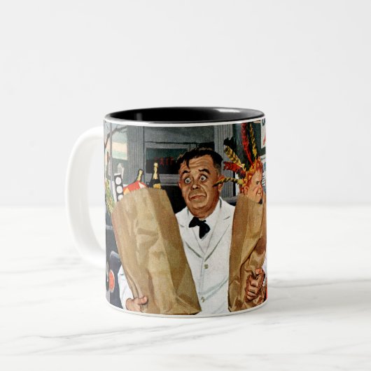 Sack voll Problem Zweifarbige Tasse (Vorderseite Links)