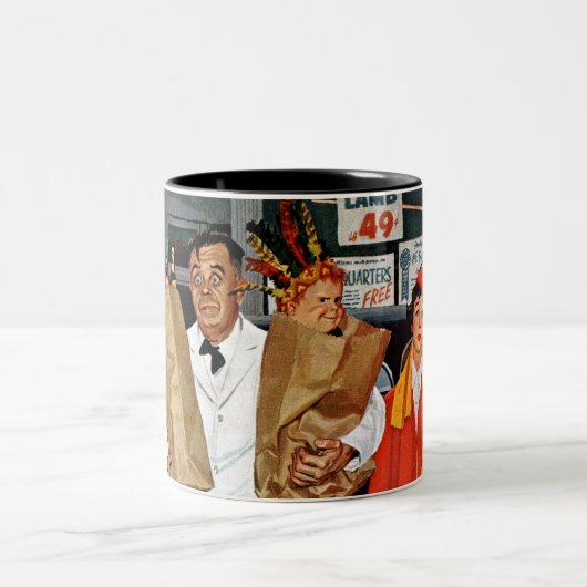 Sack voll Problem Zweifarbige Tasse (Mittel)