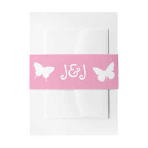 Säcke und Schmetterlinge in der Petal Pink Einladu Einladungsbanderole
