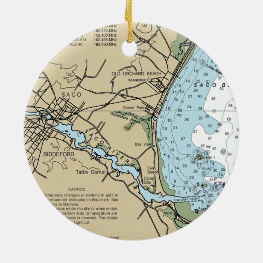 Saco Maine Nautical Chart Keramik Ornament (Hinten)