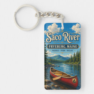 Saco River Fryeburg Maine Rechteck Acryl Schlüssel Schlüsselanhänger