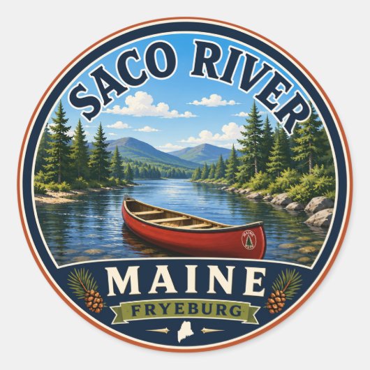 Saco River Fryeburg Maine Rund Sticker (Vorderseite)