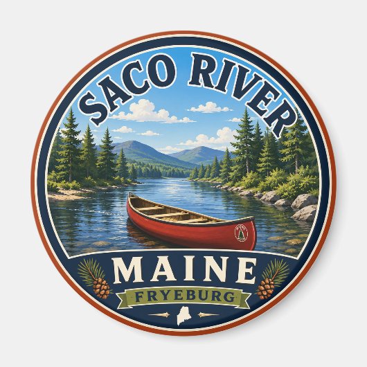 Saco River Fryeburg Maine Rundmagnet Magnet (Vorne)
