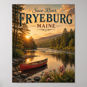 Saco River Fryeburg Maine Vintage Sonnenuntergangs Poster