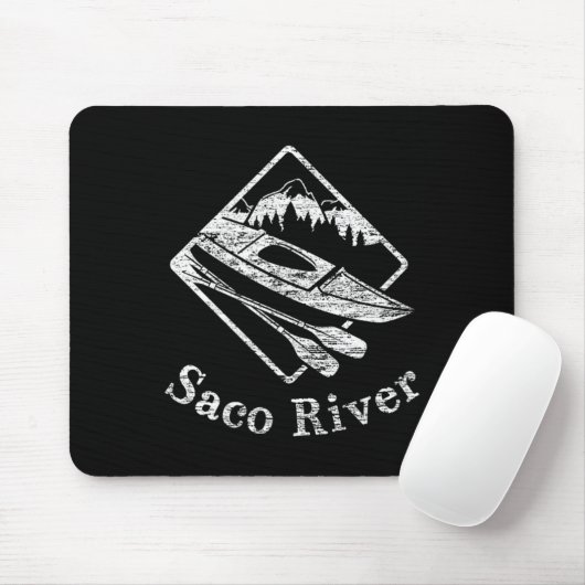 Saco River Kayak Kayaking Bootspfade Kanu Pad Mousepad (Mit Mouse)