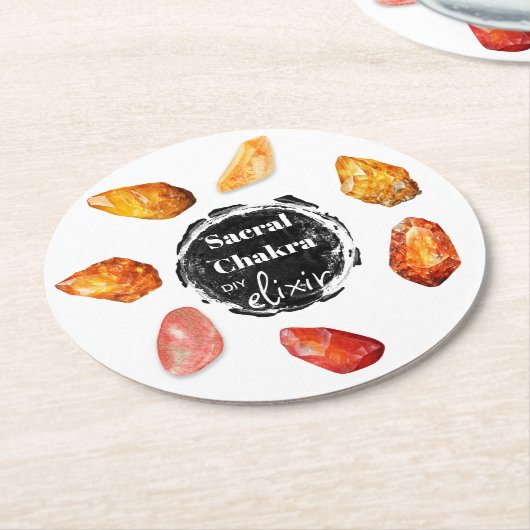 *~* Sacral Chakra Elixir AP64 Orange Emoto Runder Pappuntersetzer (Angewinkelt)