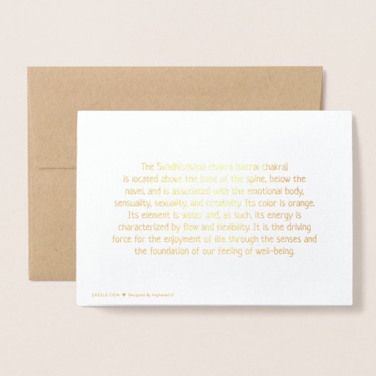 Sacral Chakra Jeder Anlass Custom Real Folienkarte (Rückseite mit Umschlag)