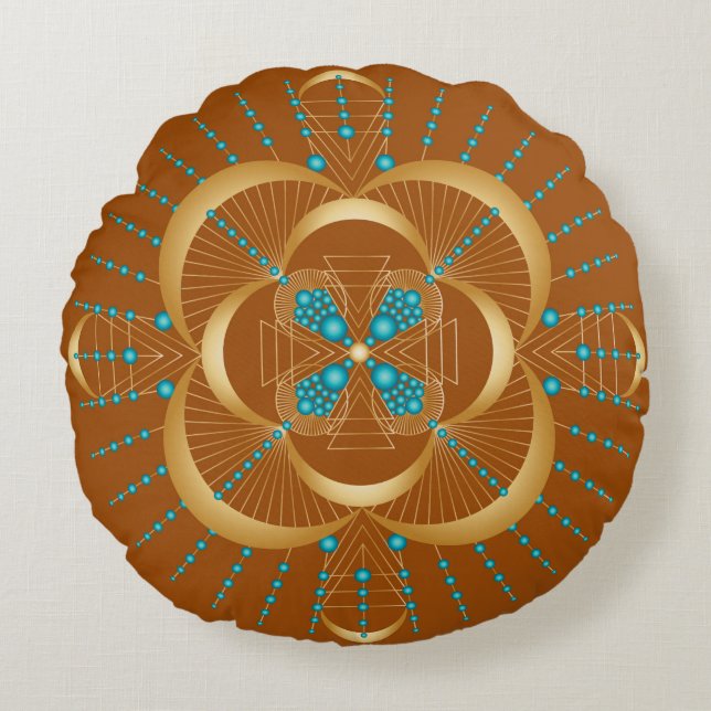 Sacral Chakra Shadow Mandala Round Pillow Rundes Kissen (Vorderseite)
