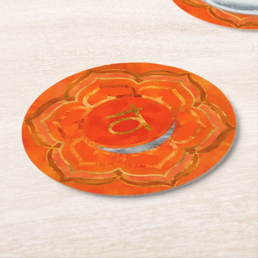 Sacral chakra - Svadhisthana Runder Pappuntersetzer (Angewinkelt)