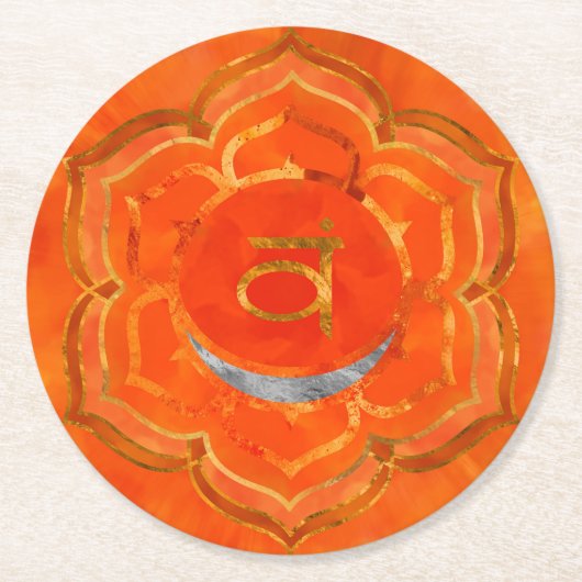 Sacral chakra - Svadhisthana Runder Pappuntersetzer (Vorderseite)