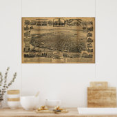 Sacramento CA Birds Eye Panoramabalkarte der 1890e Poster (Küche)