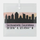 Sacramento CA City Skyline Glasdekoration Ornament Aus Glas (Vorderseite)